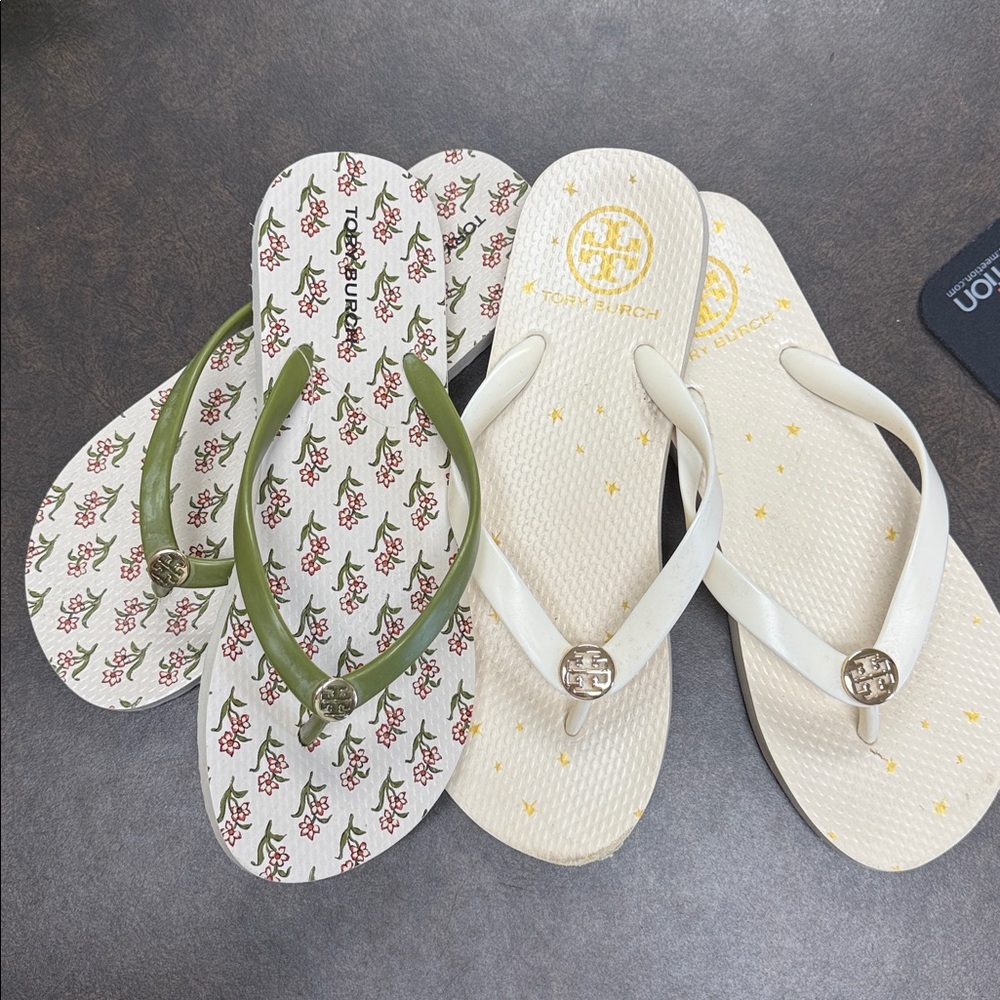 Tory Burch Floral and Star Flip Flops Set